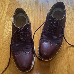 Cole Haan Grand OS Men Size 8 Wide Burgundy Wingtip Leather Shoes